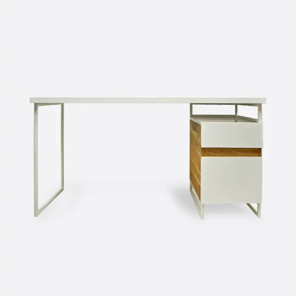 White desk with container on metal legs DORIS