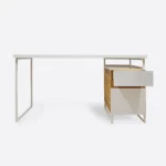 White desk with container on metal legs DORIS