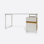 White desk with container on metal legs DORIS