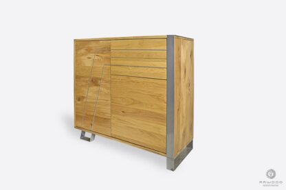 Designer oak dresser with drawers on metal legs BORA