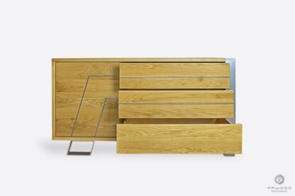 Design modern oak lowboard on metal legs BORA