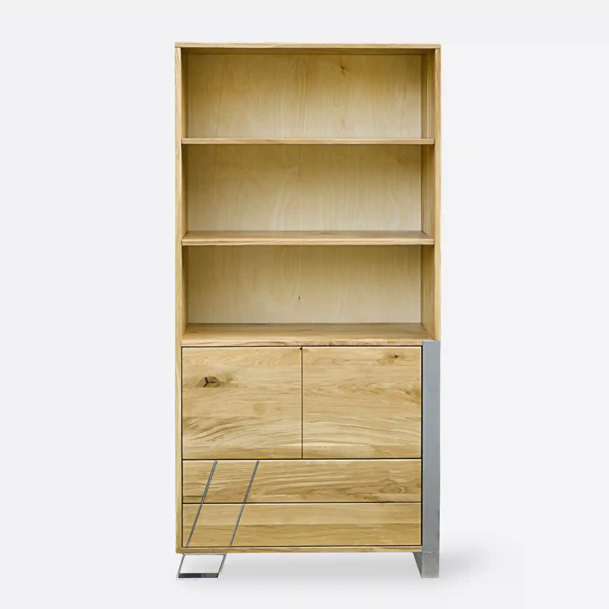 grafika format na stronę (4) Regał na książki drewniany z szufladami do salonu sypialni BORA