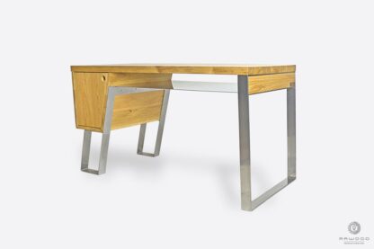 Modern oak office desk with metal legs for order BORA