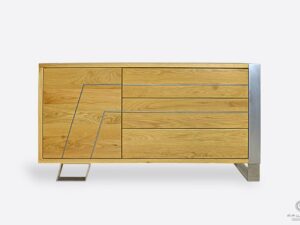 Modern oak TV cabinet on metal legs to living room BORA