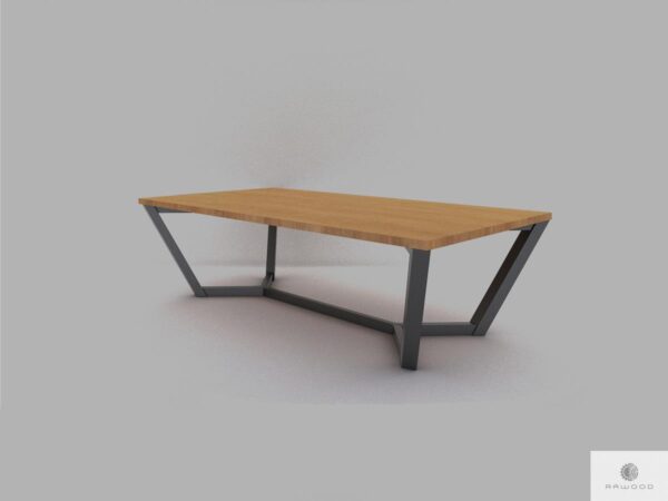 Oak conference table with metal legs to dining room office ELLE