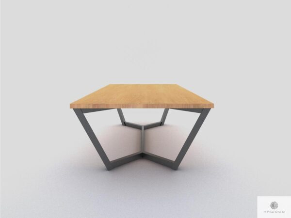 Oak conference table with metal legs to dining room office ELLE