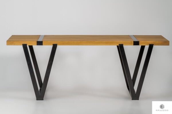 Industrial table of oak solid wood on metal legs NERON