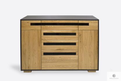 Design chest of drawers of solid wood and laminated board to living room LAGOS I