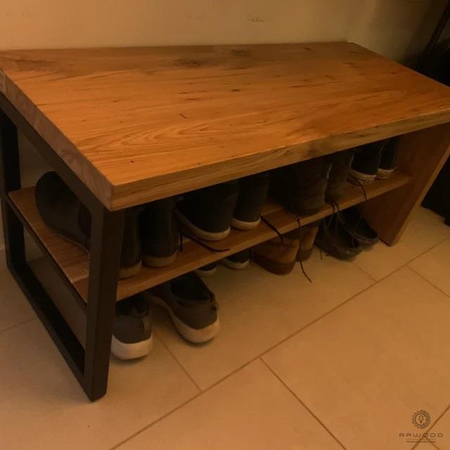 Industrial oak loft bench to hallway HUGON II, dimensions: W 100 x D 40 x H 45 cm
