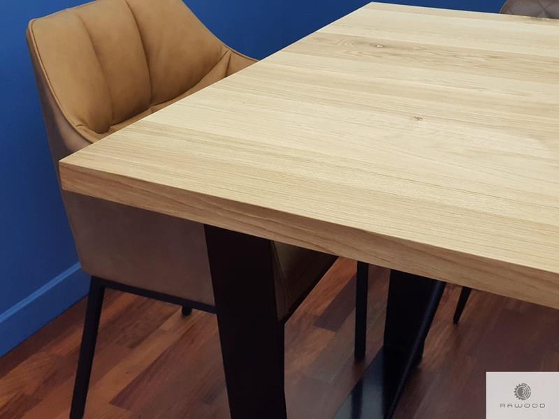 Table with oak tabletop of natural solid oak wood VICTORIA