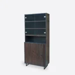 Elegancka witryna do salonu lakier rustykalny płyta czarny grafit NESCA II (6)