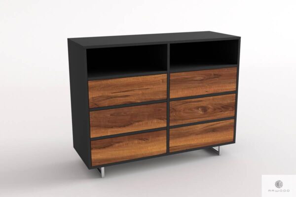 Wooden industrial dresser with drawers shelves NESCA II