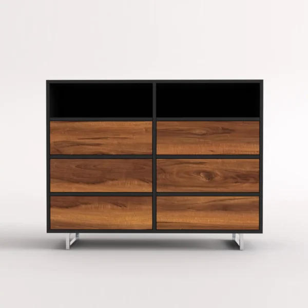 Solid wood chest of drawers with modern drawers for living room  NESCA II