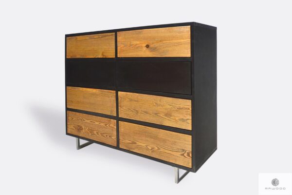 Modern chest of drawers of solid wood and laminated board to living room NESCA II