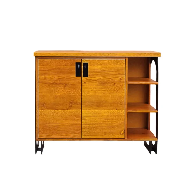 Wooden chest of drawers for the living room with shelves WALT - gold lacquer