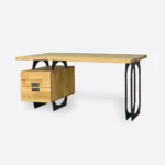 Nowoczesne dębowe biurko z szufladami i metalowymi nogami WALT