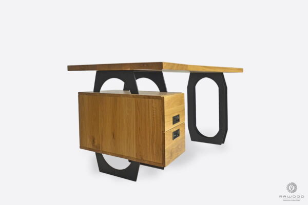 Desk of solid oak wood on metal legs WALT