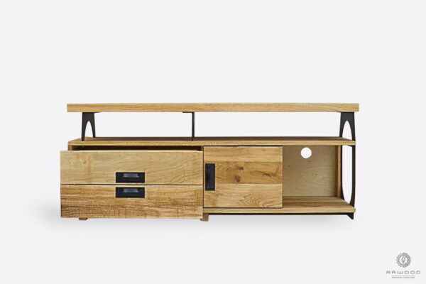 Oak TV cabinet with drawers in industrial style to room WALT