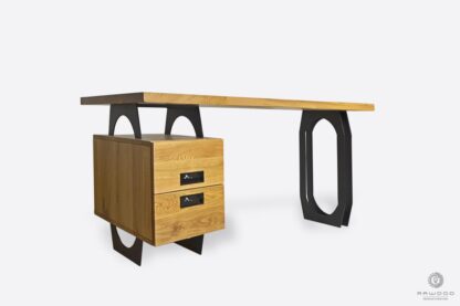 Oak office desk on metal legs for size to office WALT