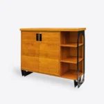 Wooden chest of drawers for the living room with shelves WALT - gold lacquer