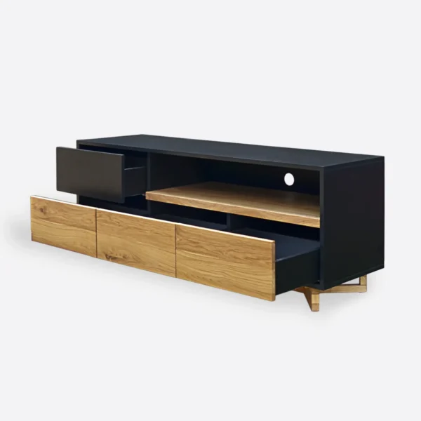 RTV NORD cabinet - fronts and legs, natural oak - body, black plate