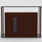 Chest of drawers of solid oak wood and steel to living room DALLAS