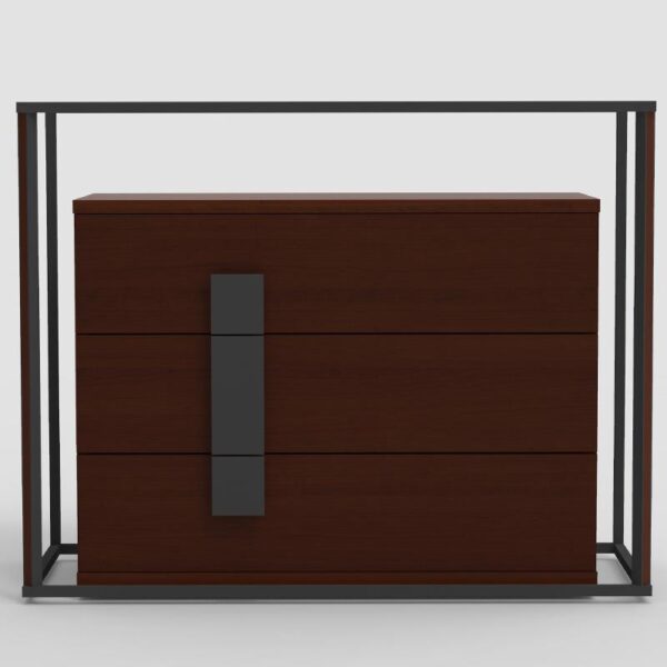 Chest of drawers of solid oak wood and steel to living room DALLAS