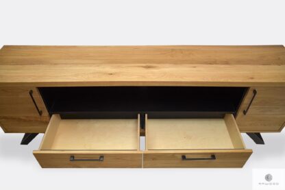 Oak TV cabinet with drawers cabinets on metal legs JORGEN