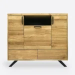 Wooden oak chest of drawers in industrial style JORGEN