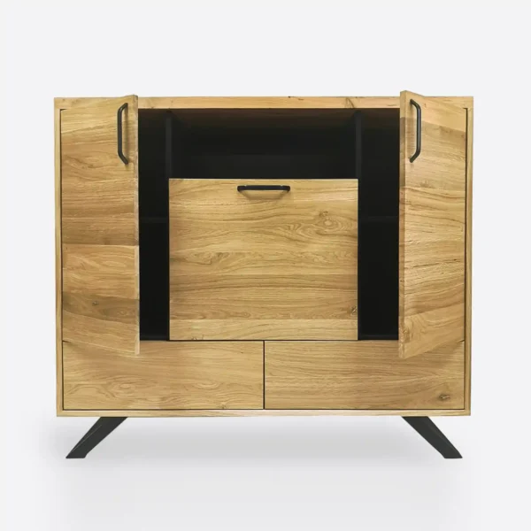 Wooden oak chest of drawers in industrial style JORGEN