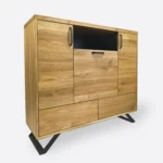 Wooden oak chest of drawers in industrial style JORGEN