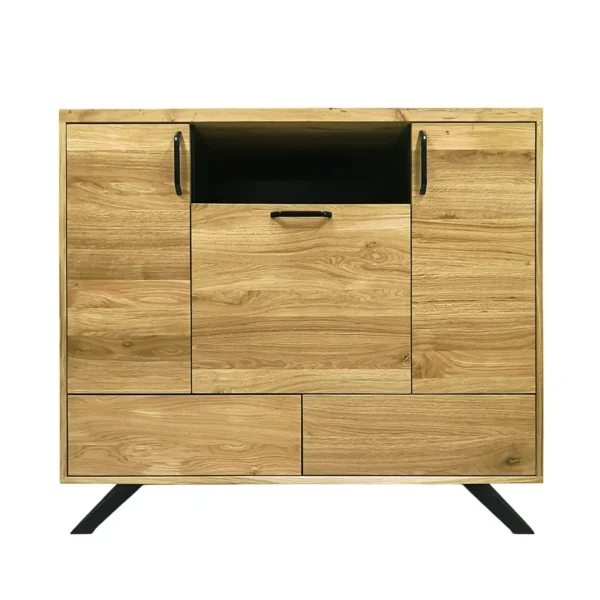 Wooden oak chest of drawers in industrial style JORGEN