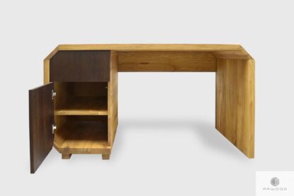 Modern oak desk with drawer cabinet with shelf to office OMNIS