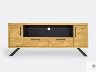 TV cabinet of oak wood and steel to living room JORGEN