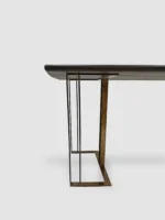 Table made of oak wood on metal legs copper MERIDIAN