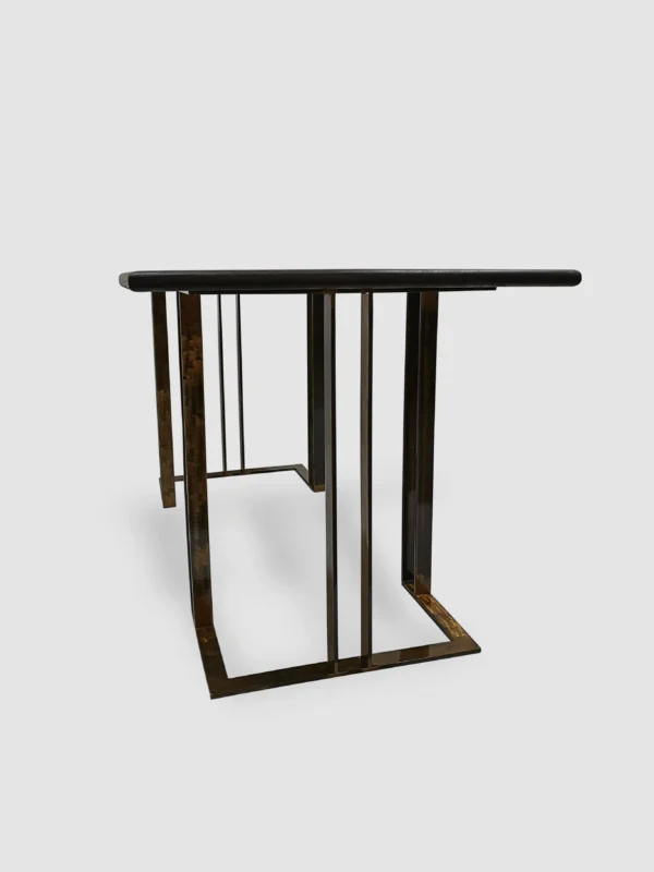 Table made of oak wood on metal legs copper MERIDIAN