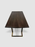 Table made of oak wood on metal legs copper MERIDIAN