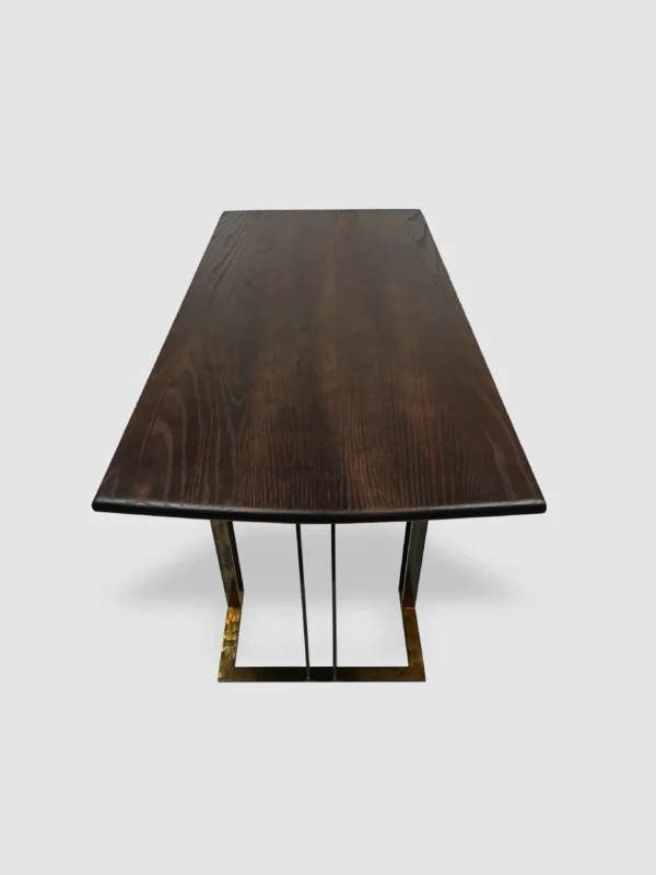 Table made of oak wood on metal legs copper MERIDIAN