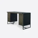 Dębowe biurko z szufladami i półkami CARIN II - lakier czarny