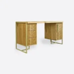 Dębowe biurko gabinetowe z drewna i stali do biura gabinetu CARIN II