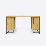 Dębowe biurko gabinetowe z drewna i stali do biura gabinetu CARIN II