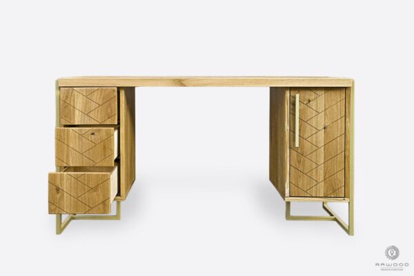 Design wooden desk with gold metal legs to office CARIN II