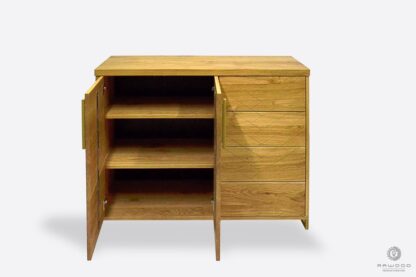 Big oak stylish chest of drawers with gold metal legs for size CARIN