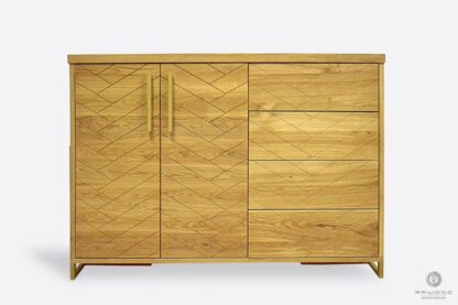 Oak chest of drawers with herringbone pattern to living room CARIN