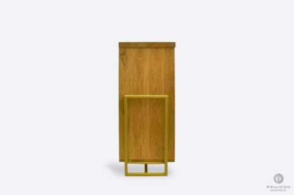 Chest of drawers of natural oak wood on metal legs CARIN