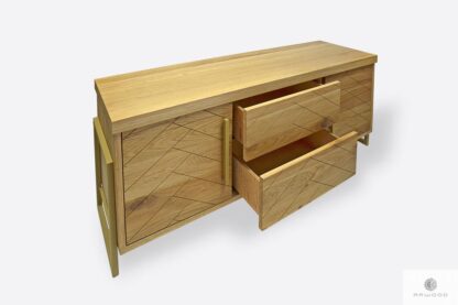 Modern oak TV cabinet with drawers to living room CARIN