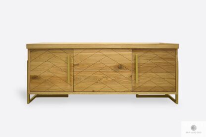 Modern herringbone TV cabinet of solid wood to living room CARIN