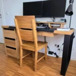 biurko CAMERON z szufladą podblatową olej bezbarwny mat z podstawką pod monitor(3)(1)