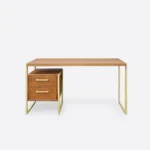 Biurko dębowe z szufladami GERDA - kolor złoty