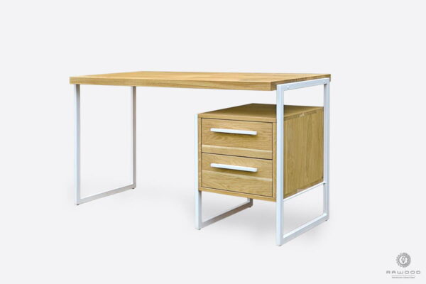 Modern wooden desk with metal legs for home office